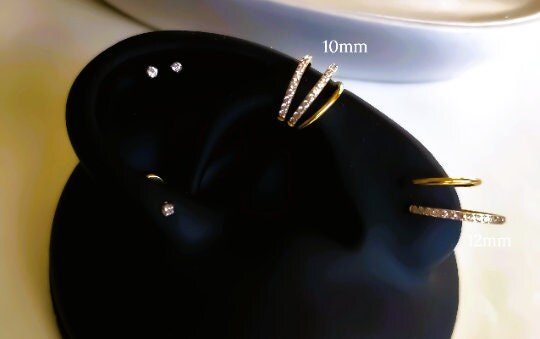 16G Tiny CZ Paved Hoop Ring, Conch Clicker CZ Huggie Nose hoop, Tragus Cartilage, Seamless Hinged Clicker,6mm, 7mm, 8mm, Eternity Ring