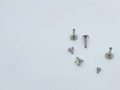 16G AB Tiny Silver Single Stone CZ Piercing  Prong Earring  Tragus Helix Cartilage Piercing  Internal Thread  Flat Back  Monroe Stud