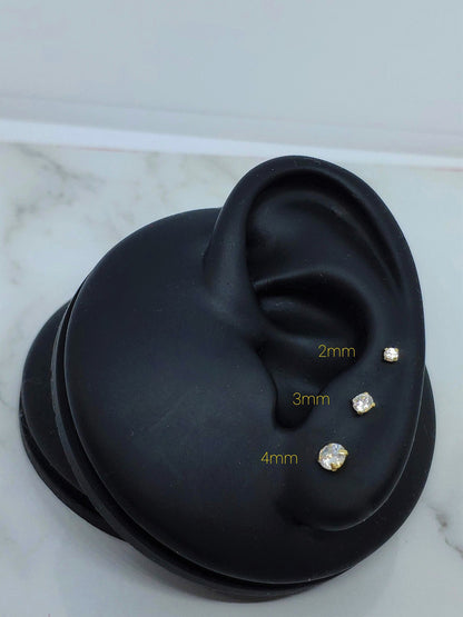 16G Tiny Silver Stone CZ Piercing Monroe Stud Piercing  1.5mm-4mm Stone Tragus Helix Cartilage Piercing Internal Thread Flat Back Labret