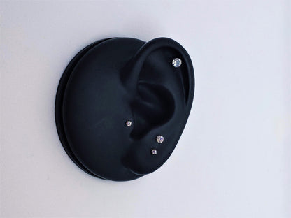 16G Very Tiny Gold CZ Stud Prong Monroe Stud 1.5mm-3mm CZ Stone  Tragus Helix Cartilage Piercing  Flat back labret  Internally Threaded