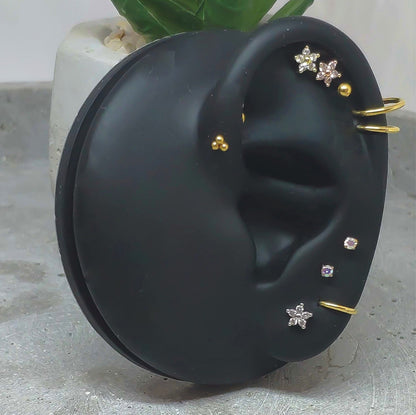 16G 18G Tiny Flower CZ Ear Piercing, Helix, Tragus, Cartilage Piercing, External Thread Ball End, Labret,  316LStainless Steel, 4mm-10mm Bar