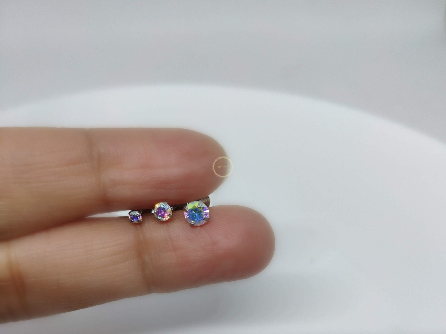 16G AB Tiny Silver Single Stone CZ Piercing  Prong Earring  Tragus Helix Cartilage Piercing  Internal Thread  Flat Back  Monroe Stud