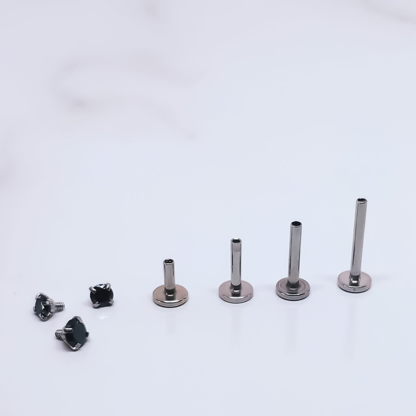 16G SilverTiny Piercing Stud  Tiny Stud  Black CZ Tragus Helix Cartilage Piercing  Flat back labret  Internally Threaded  Monroe Stud