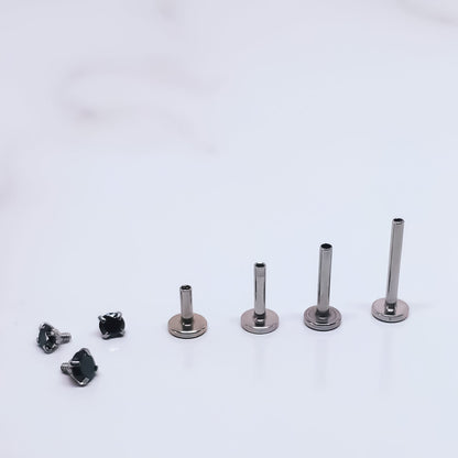 16G SilverTiny Piercing Stud  Tiny Stud  Black CZ Tragus Helix Cartilage Piercing  Flat back labret  Internally Threaded  Monroe Stud