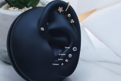 16G 18G 20G Tiny Silver Push Pin AB CZ Piercing, Earring Threadless  Monroe StudTragus Helix Cartilage Piercing1.5mm 2mm 2.5mm 3mm Stone