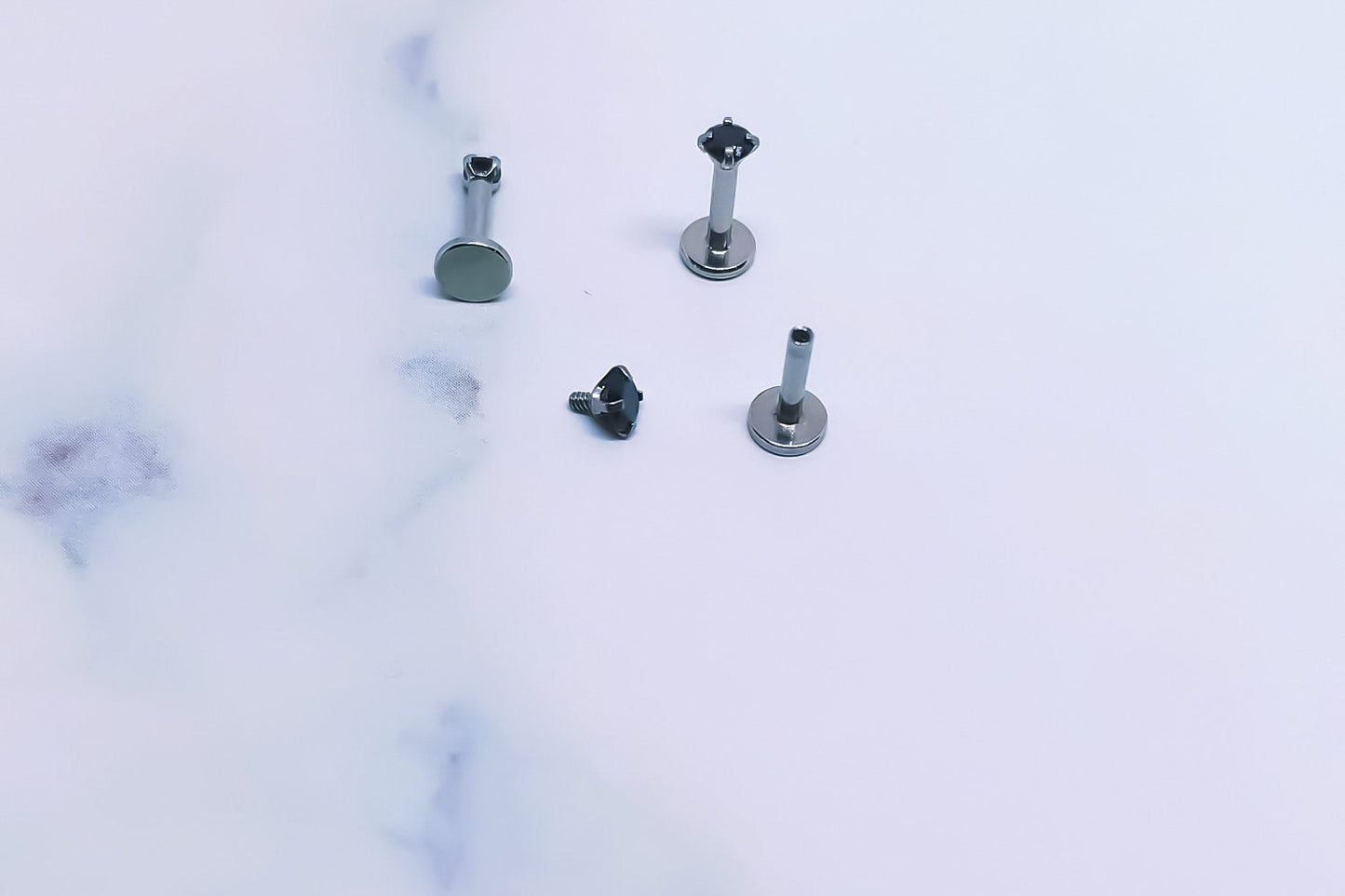 16G SilverTiny Piercing Stud  Tiny Stud  Black CZ Tragus Helix Cartilage Piercing  Flat back labret  Internally Threaded  Monroe Stud