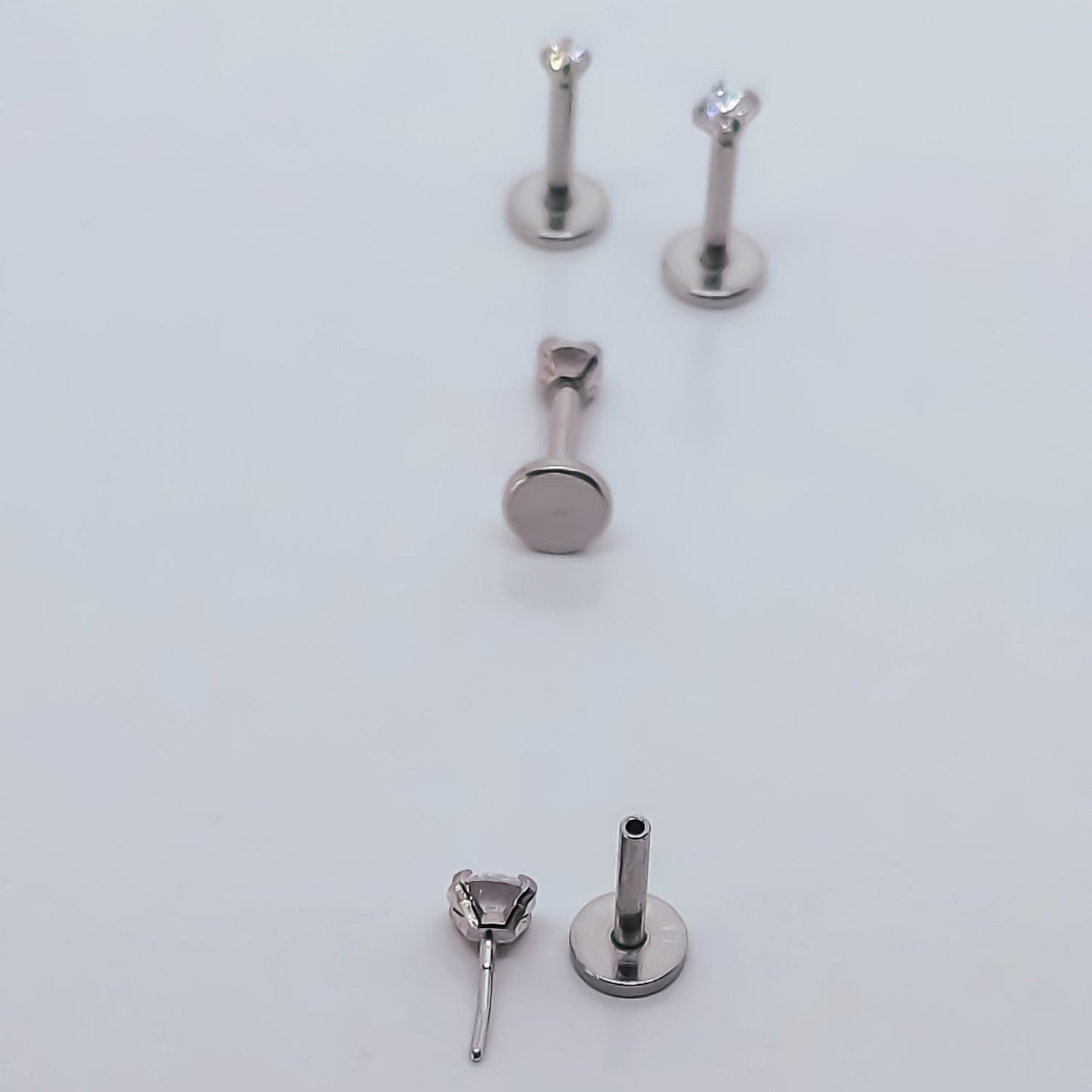 16G 18G 20G Silver Tiny Push Pin CZ Piercing ThreadlessMonroe Labret StudTragus Helix Faith Cartilage1.5mm 2mm 2.5mm 3mmFlat back press