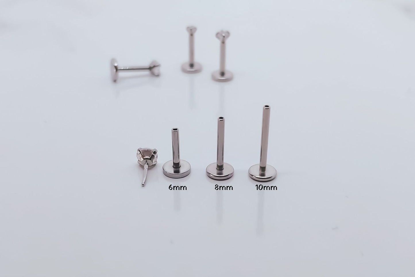 16G 18G 20G Silver Tiny Push Pin CZ Piercing ThreadlessMonroe Labret StudTragus Helix Faith Cartilage1.5mm 2mm 2.5mm 3mmFlat back press