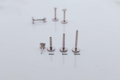 16G 18G 20G Silver Tiny Push Pin CZ Piercing ThreadlessMonroe Labret StudTragus Helix Faith Cartilage1.5mm 2mm 2.5mm 3mmFlat back press