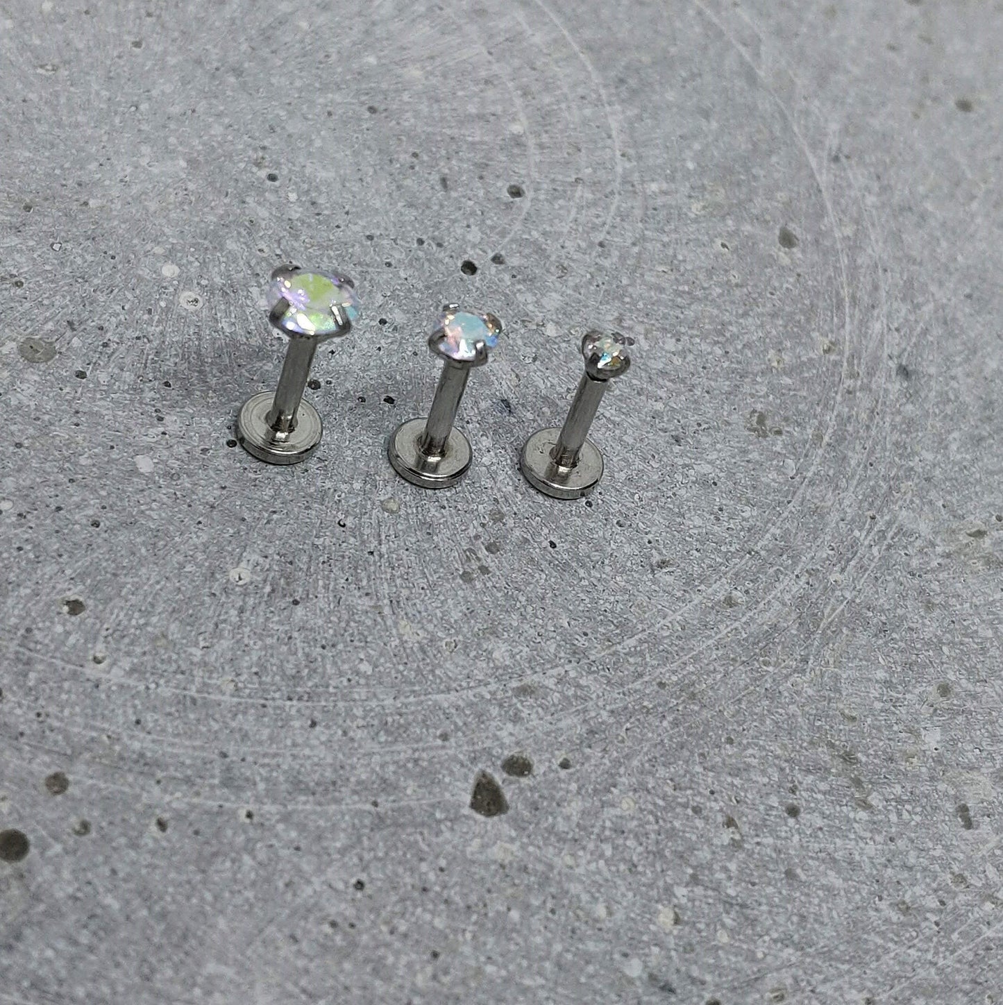 16G AB Tiny Silver Single Stone CZ Piercing  Prong Earring  Tragus Helix Cartilage Piercing  Internal Thread  Flat Back  Monroe Stud