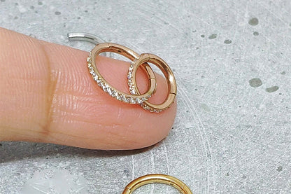 18G Tiny CZ Paved Hoop Ring, Conch Clicker CZ Huggie Nose hoop, Tragus Cartilage, Seamless Hinged Clicker,6mm,7mm,8mm,10mm,12mmEternity Ring