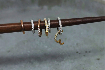 16G Tiny CZ Paved Hoop Ring, Conch Clicker CZ Huggie Nose hoop, Tragus Cartilage, Seamless Hinged Clicker,6mm, 7mm, 8mm, Eternity Ring