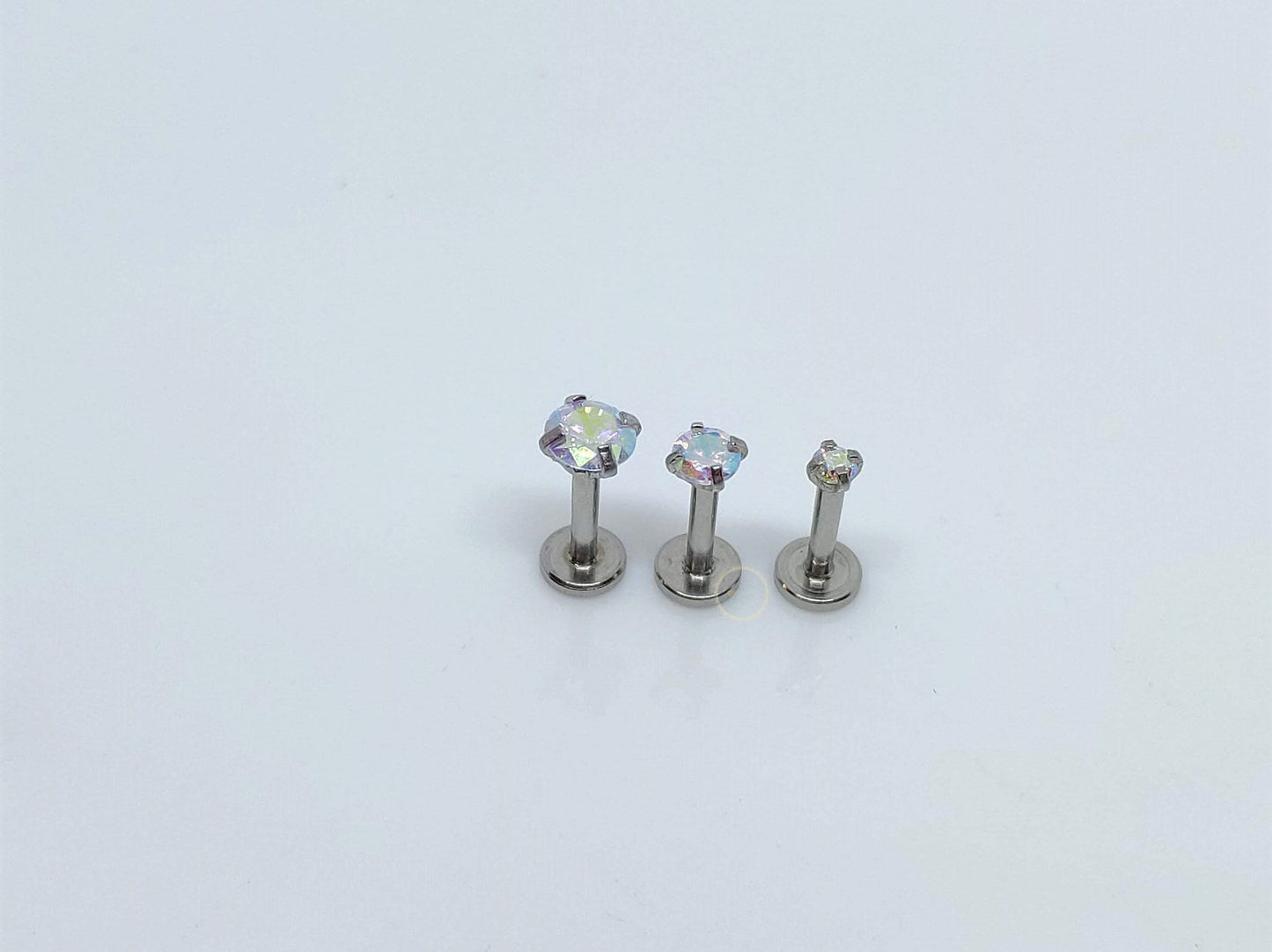 16G AB Tiny Silver Single Stone CZ Piercing  Prong Earring  Tragus Helix Cartilage Piercing  Internal Thread  Flat Back  Monroe Stud