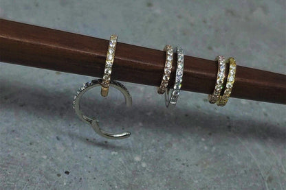 16G Tiny CZ Paved Hoop Ring, Conch Clicker CZ Huggie Nose hoop, Tragus Cartilage, Seamless Hinged Clicker,6mm, 7mm, 8mm, Eternity Ring