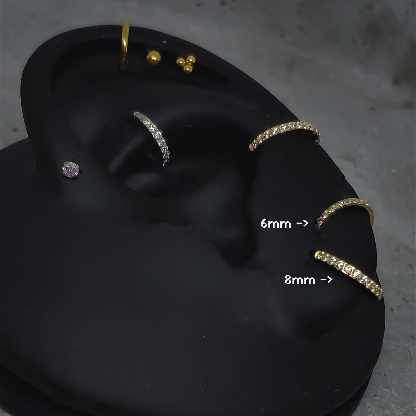 18G Tiny CZ Paved Hoop Ring, Conch Clicker CZ Huggie Nose hoop, Tragus Cartilage, Seamless Hinged Clicker,6mm,7mm,8mm,10mm,12mmEternity Ring