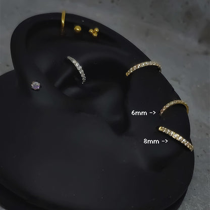 18G Tiny CZ Paved Hoop Ring, Conch Clicker CZ Huggie Nose hoop, Tragus Cartilage, Seamless Hinged Clicker,6mm,7mm,8mm,10mm,12mmEternity Ring