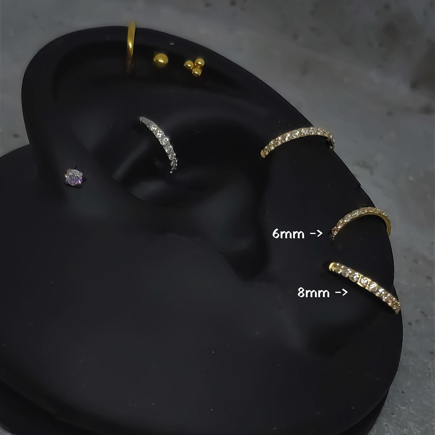 16G Tiny CZ Paved Hoop Ring, Conch Clicker CZ Huggie Nose hoop, Tragus Cartilage, Seamless Hinged Clicker,6mm, 7mm, 8mm, Eternity Ring