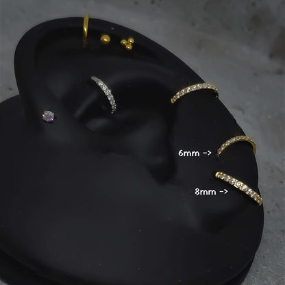 16G Tiny CZ Paved Hoop Ring, Conch Clicker CZ Huggie Nose hoop, Tragus Cartilage, Seamless Hinged Clicker,6mm, 7mm, 8mm, Eternity Ring