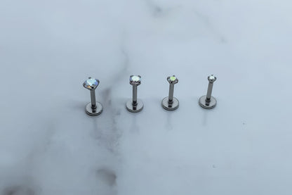 16G 18G 20G Tiny Silver Push Pin AB CZ Piercing, Earring Threadless  Monroe StudTragus Helix Cartilage Piercing1.5mm 2mm 2.5mm 3mm Stone