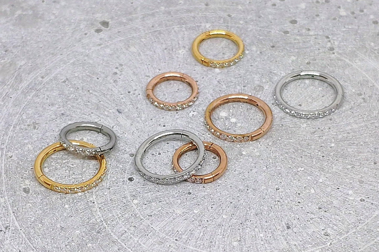 16G Tiny CZ Paved Hoop Ring, Conch Clicker CZ Huggie Nose hoop, Tragus Cartilage, Seamless Hinged Clicker,6mm, 7mm, 8mm, Eternity Ring