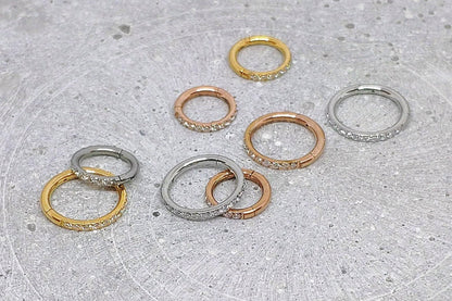 16G Tiny CZ Paved Hoop Ring, Conch Clicker CZ Huggie Nose hoop, Tragus Cartilage, Seamless Hinged Clicker,6mm, 7mm, 8mm, Eternity Ring