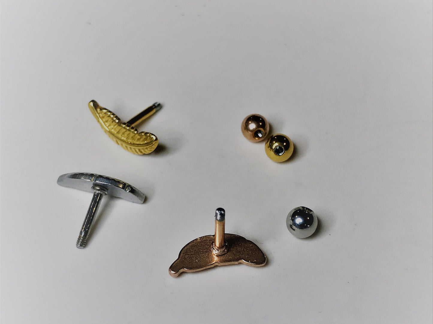 16G Tiny Piercing, Tragus Cartilage Helix Conch Piercing, Feather Ear Stud, Leaf earring, Externally threaded 316L Stainless Steel, Ball End