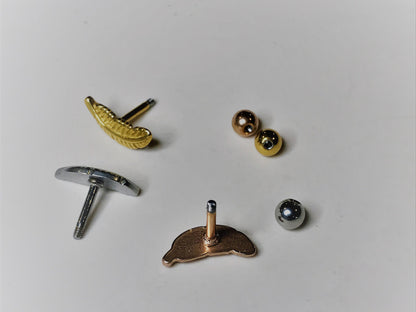 16G Tiny Piercing, Tragus Cartilage Helix Conch Piercing, Feather Ear Stud, Leaf earring, Externally threaded 316L Stainless Steel, Ball End