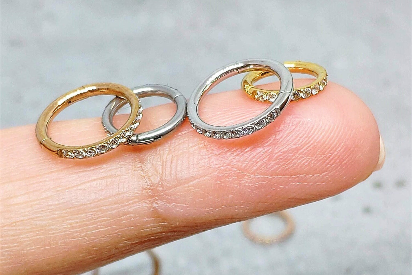 18G Tiny CZ Paved Hoop Ring, Conch Clicker CZ Huggie Nose hoop, Tragus Cartilage, Seamless Hinged Clicker,6mm,7mm,8mm,10mm,12mmEternity Ring