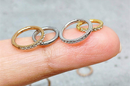 18G Tiny CZ Paved Hoop Ring, Conch Clicker CZ Huggie Nose hoop, Tragus Cartilage, Seamless Hinged Clicker,6mm,7mm,8mm,10mm,12mmEternity Ring