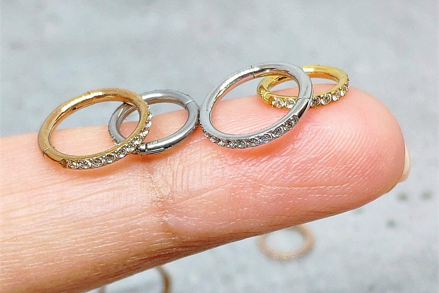 16G Tiny CZ Paved Hoop Ring, Conch Clicker CZ Huggie Nose hoop, Tragus Cartilage, Seamless Hinged Clicker,6mm, 7mm, 8mm, Eternity Ring