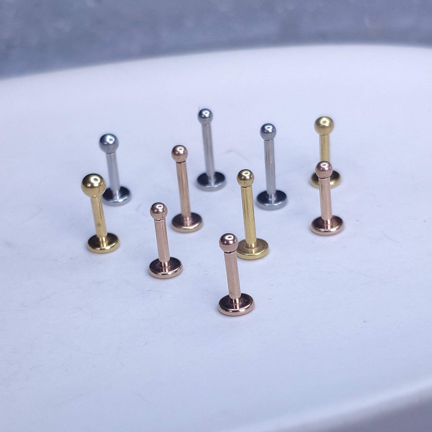 16G Rose Gold Tiny Ball Piercing  1.5mm 2mm 2.5mm 3mm Round Piercing Stud Tragus Helix Cartilage PiercingInternal threadFlat Back Labret