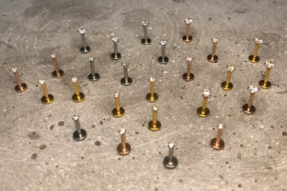16G Very Tiny Gold CZ Stud Prong Monroe Stud 1.5mm-3mm CZ Stone  Tragus Helix Cartilage Piercing  Flat back labret  Internally Threaded