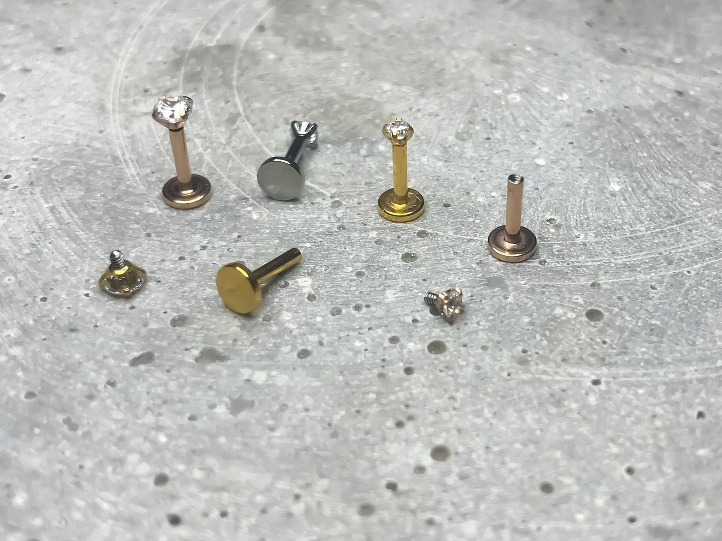 16G Tiny Silver Stone CZ Piercing Monroe Stud Piercing  1.5mm-4mm Stone Tragus Helix Cartilage Piercing Internal Thread Flat Back Labret