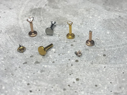 16G Tiny Silver Stone CZ Piercing Monroe Stud Piercing  1.5mm-4mm Stone Tragus Helix Cartilage Piercing Internal Thread Flat Back Labret