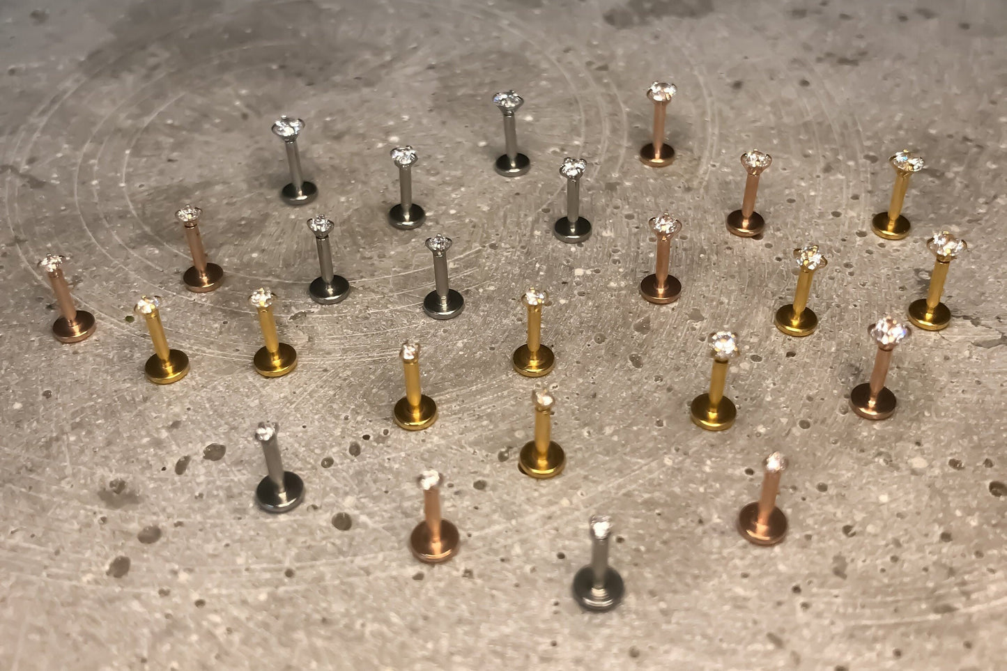 16G Tiny Silver Stone CZ Piercing Monroe Stud Piercing  1.5mm-4mm Stone Tragus Helix Cartilage Piercing Internal Thread Flat Back Labret