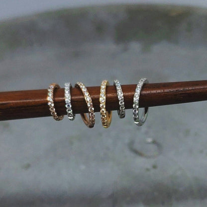 16G Tiny CZ Paved Hoop Ring, Conch Clicker CZ Huggie Nose hoop, Tragus Cartilage, Seamless Hinged Clicker,6mm, 7mm, 8mm, Eternity Ring