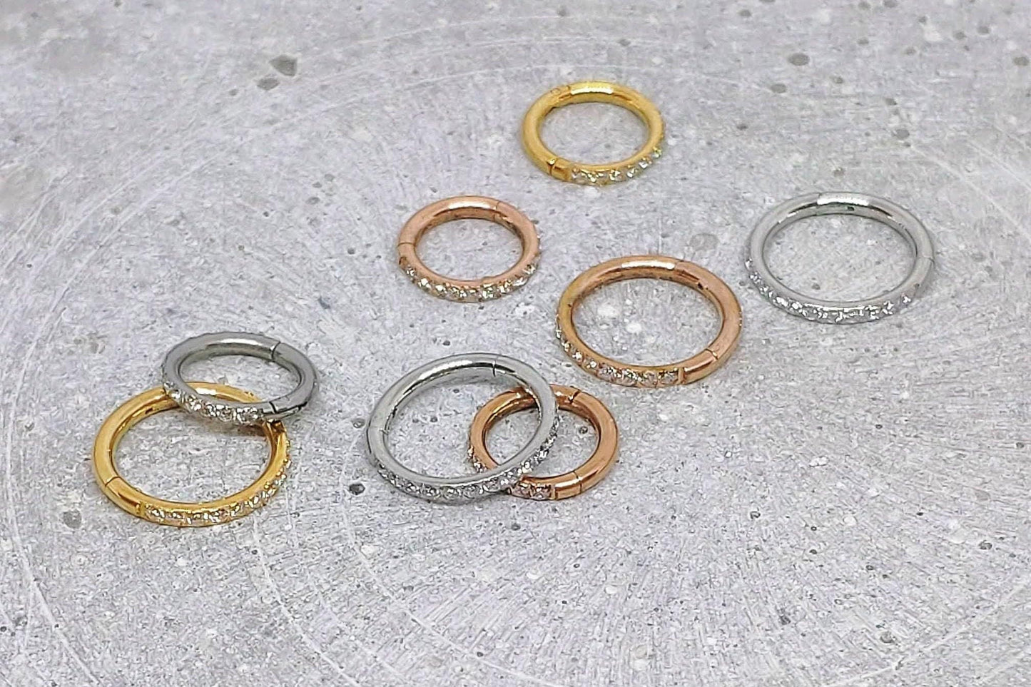 18G Tiny CZ Paved Hoop Ring, Conch Clicker CZ Huggie Nose hoop, Tragus Cartilage, Seamless Hinged Clicker,6mm,7mm,8mm,10mm,12mmEternity Ring