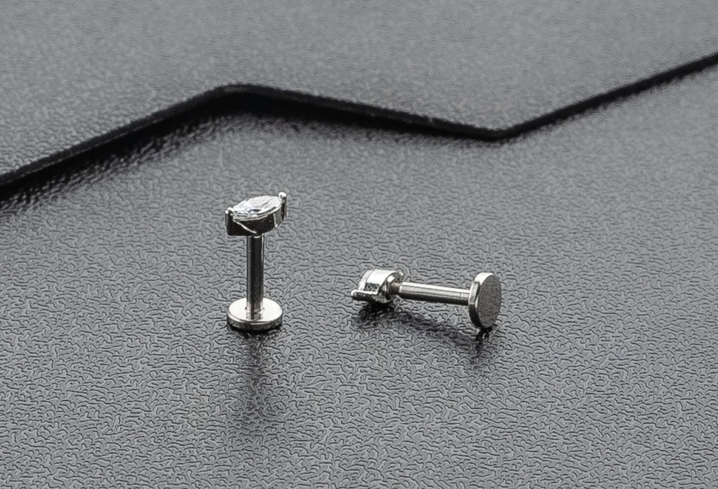 16G Marquise CZ Tiny Piercing Stud  Dainty earring  Tragus Helix Cartilage Daith Rook Cubic Zirconia Internally Threaded Flat back stud