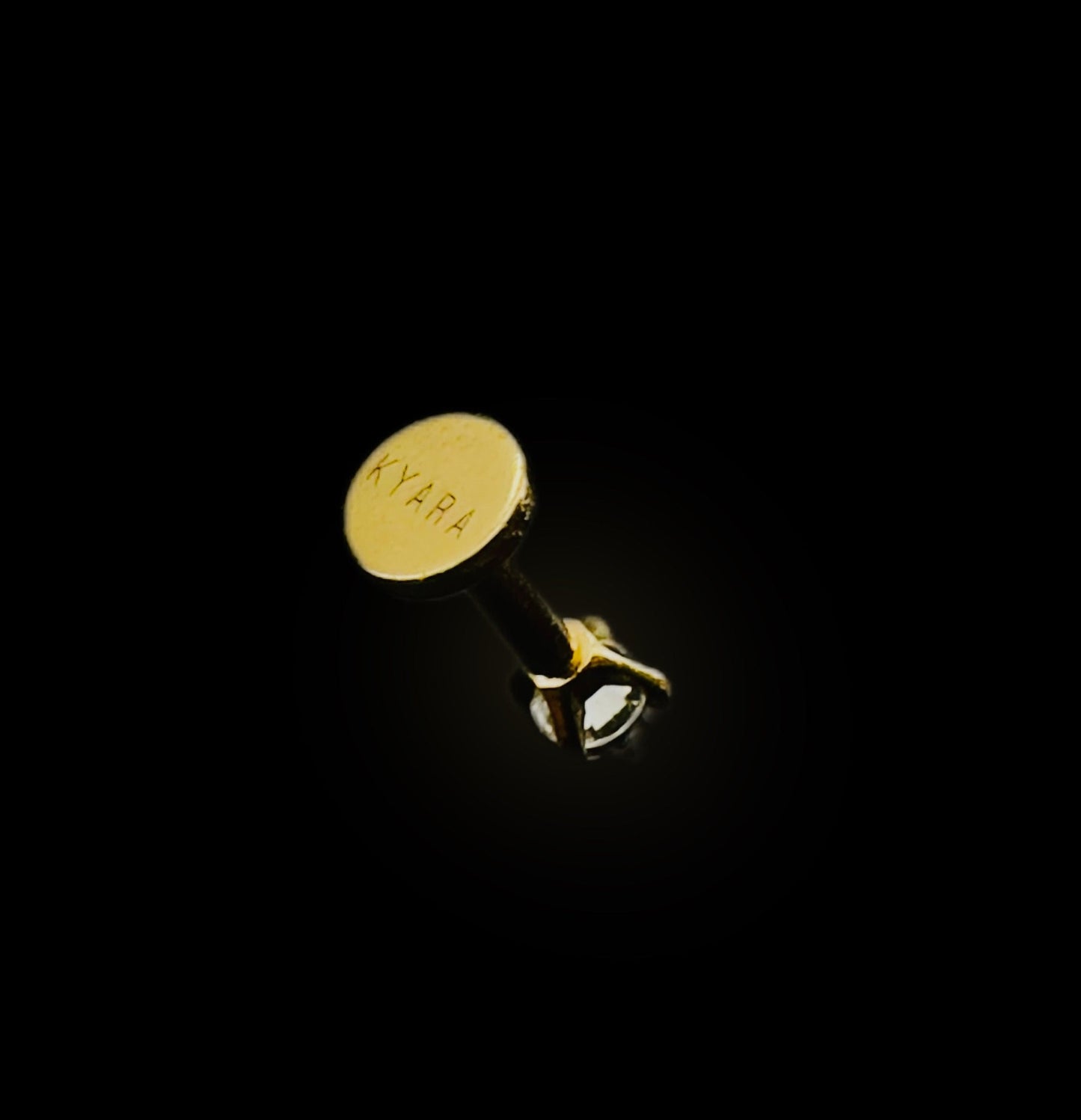 14k Gold Tiny CZ Internally Threaded Stud, 4mm, 5mm bar length,Monroe Piercing, Nose stud, Helix, Conch Tragus Cartilage Earring, Flat back