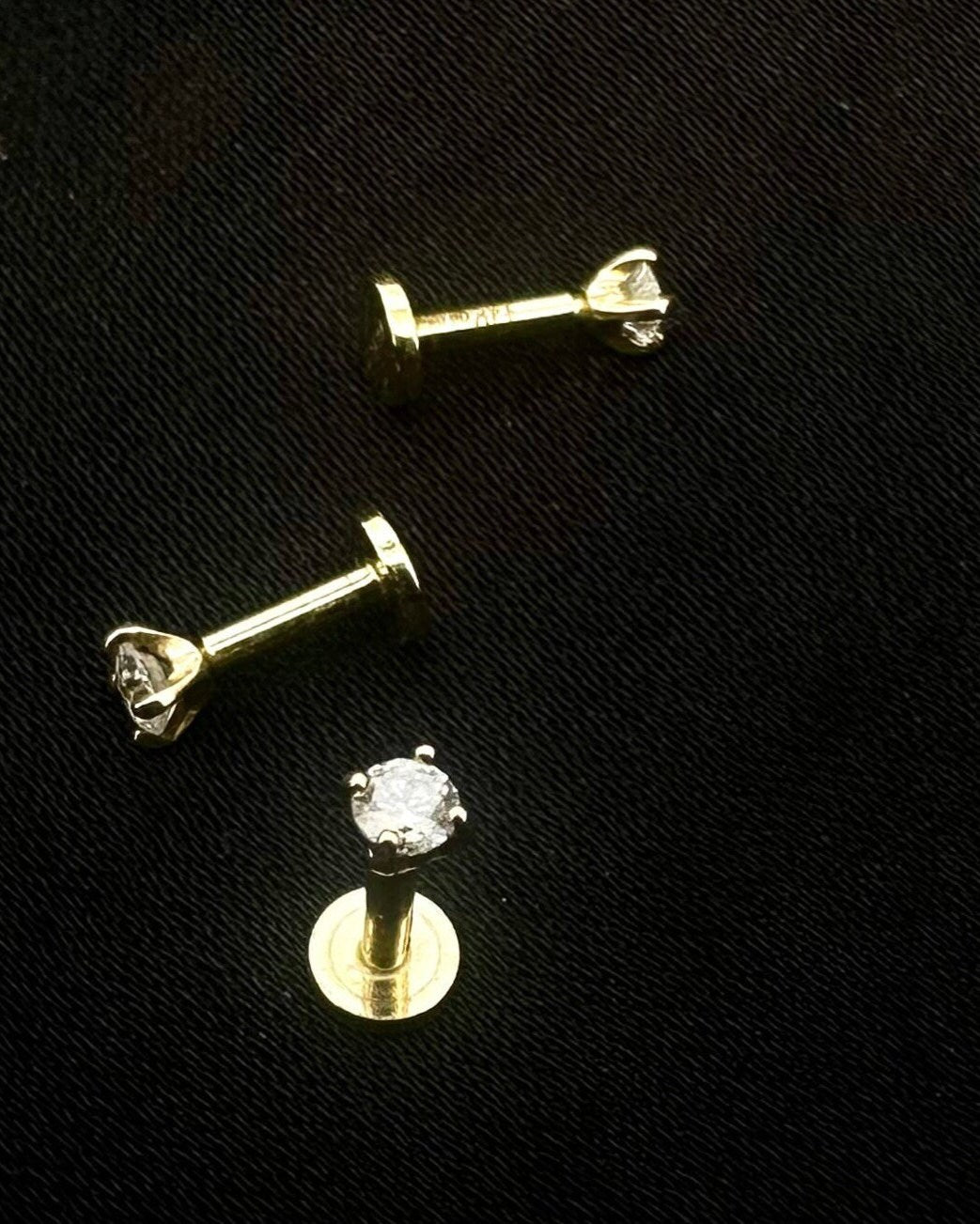 14k Gold Tiny Diamond Stud Piercing,4mm bar 5mm bar Monroe,1.5mm diamond stud Nose helix conch cartilage stud Ear piercing Internal thread