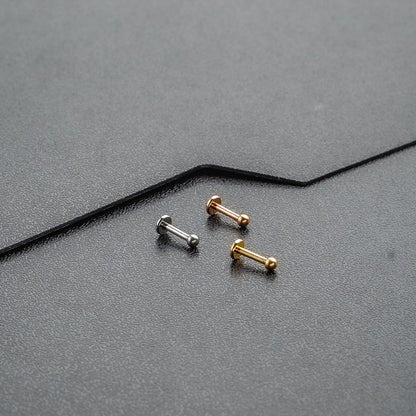 16G 316L Gold Tiny Ball Piercing1.5mm 2mm 2.5mm 3mm Piercing StudTragus Helix Cartilage Conch PiercingInternal threadFlat Back Labret