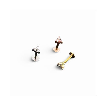 16G 18G Tiny Star CZ Ear Piercing, Helix, Tragus, Cartilage Piercing, External Thread flat back Labret,  316L Stainless Steel, 4mm-10mm Bar
