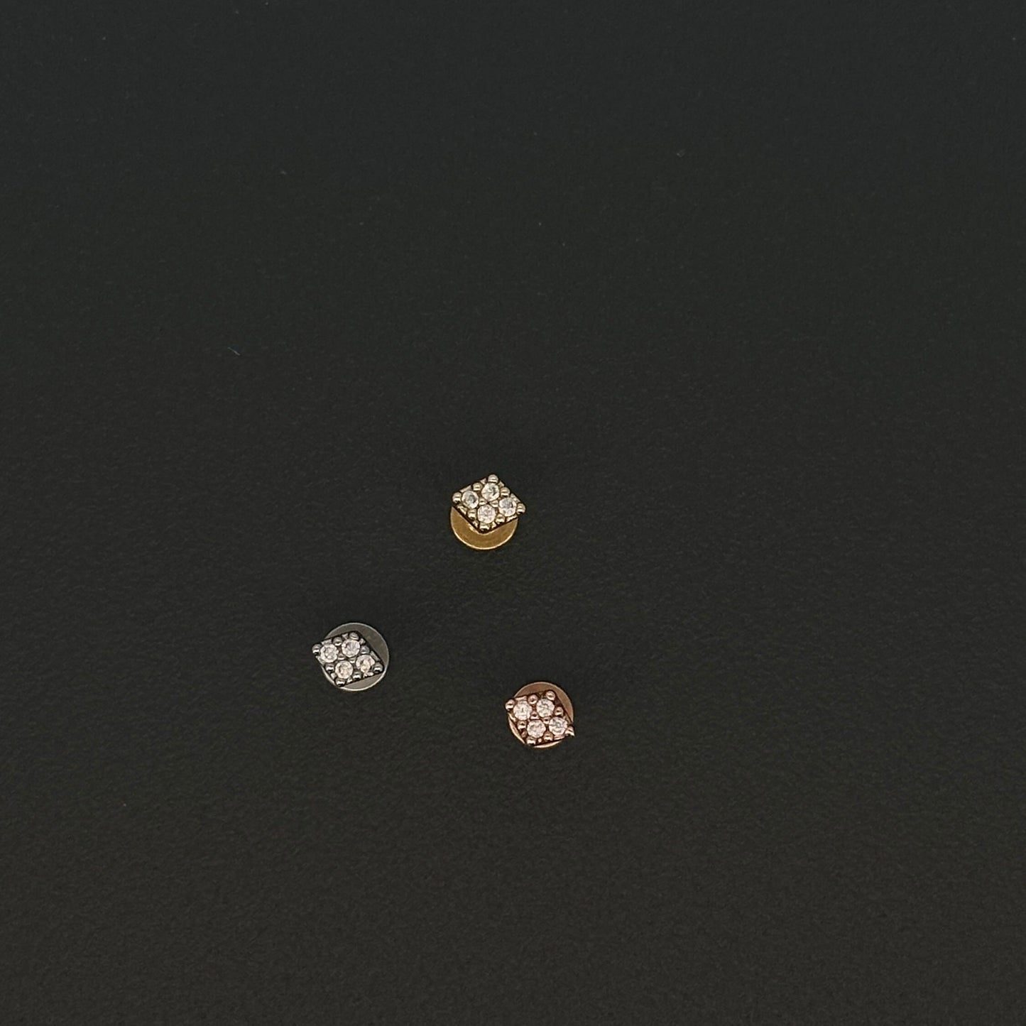 16G 18G Tiny Rhombus CZ Ear Piercing, Helix, Tragus, Cartilage Piercing, External Thread flat back Labret,316L Stainless Steel, 4mm-10mm Bar