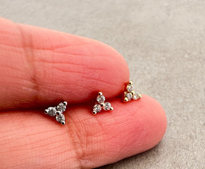 16G 18G Tiny Star CZ Ear Piercing, Helix, Tragus, Cartilage Piercing, External Thread flat back Labret,  316L Stainless Steel, 4mm-10mm Bar