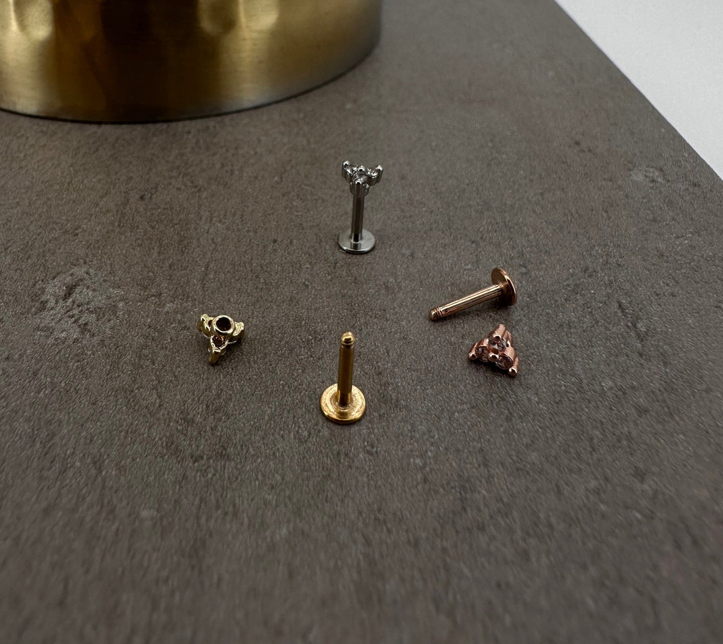 16G 18G Tiny Star CZ Ear Piercing, Helix, Tragus, Cartilage Piercing, External Thread flat back Labret,  316L Stainless Steel, 4mm-10mm Bar