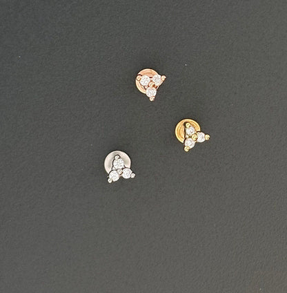16G 18G Tiny Star CZ Ear Piercing, Helix, Tragus, Cartilage Piercing, External Thread flat back Labret,  316L Stainless Steel, 4mm-10mm Bar