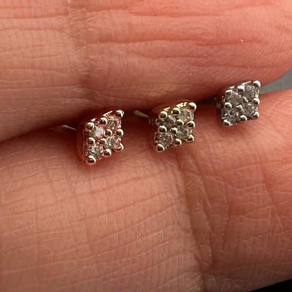 16G 18G Tiny Rhombus CZ Ear Piercing, Helix, Tragus, Cartilage Piercing, External Thread flat back Labret,316L Stainless Steel, 4mm-10mm Bar