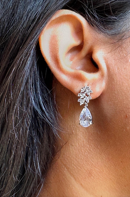 Sapphire Blue Cubic Zirconia Teardrop Earrings